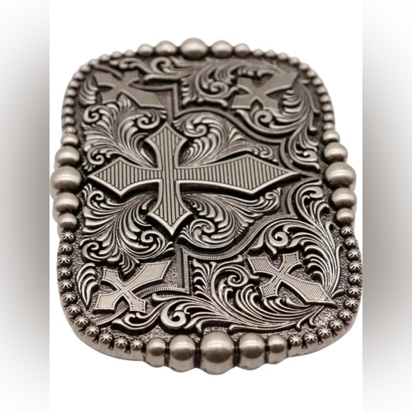 Silver Metal Cross Belt Buckle - Picture 2 of 5